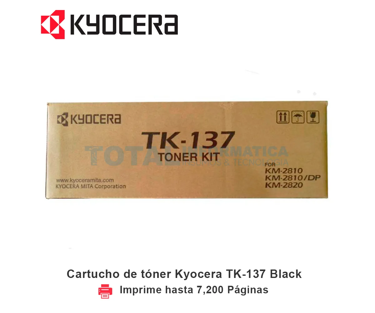 TONER KYOCERA TK-137 BLACK, KM 2810, 2820, 7,200 PAGINAS - imagen 1