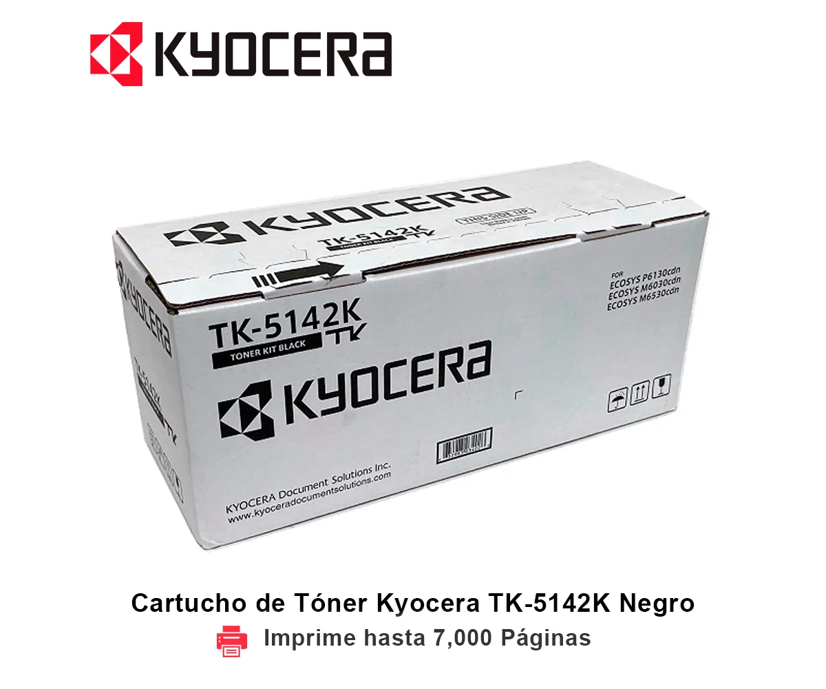 TONER KYOCERA TK-5142K BLACK, ECOSYS M6030CDN, 7000 PAGINAS - imagen 1