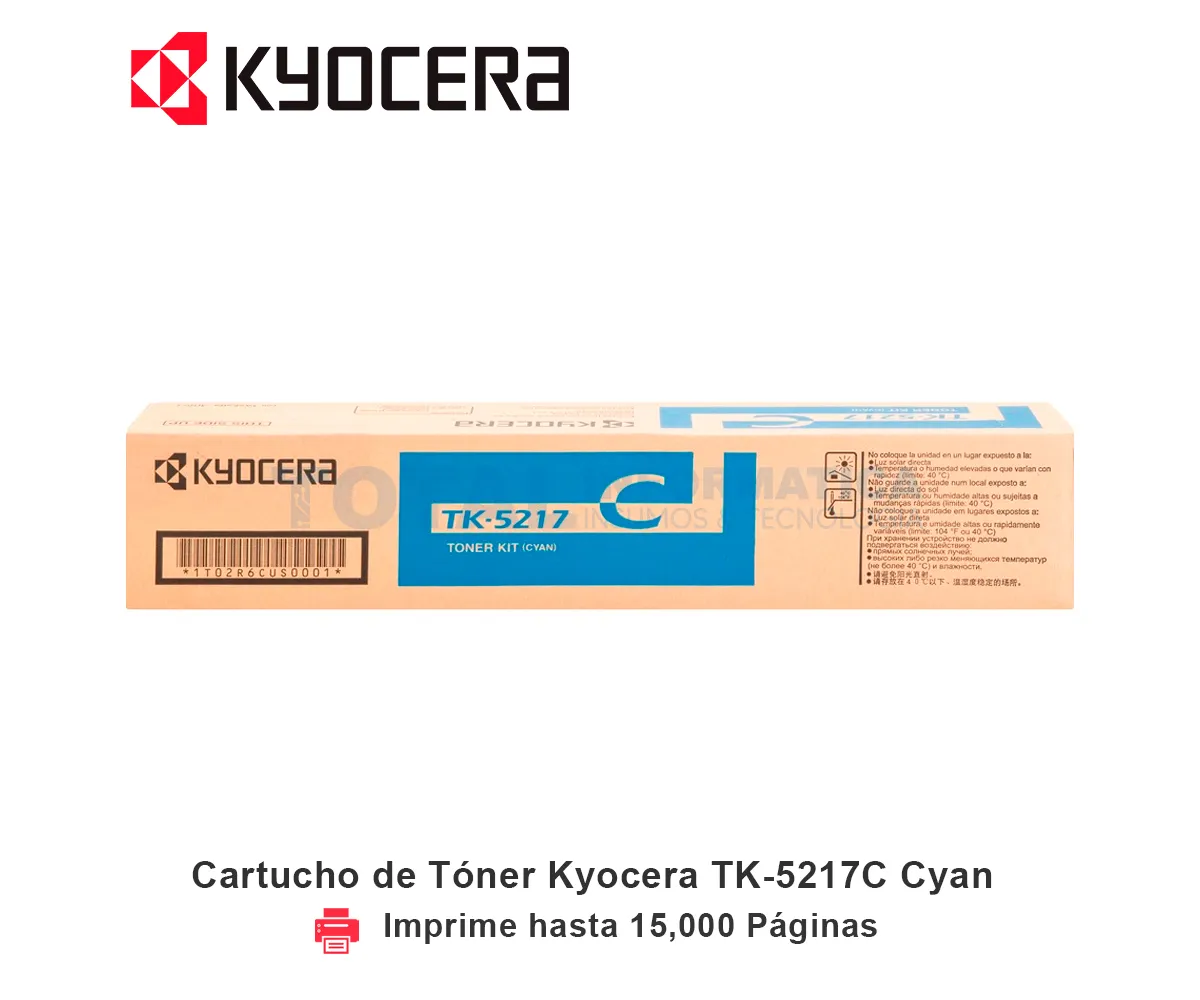 TONER KYOCERA TK-5217C CYAN, TASKALFA, 15000 PAGINAS - imagen 1