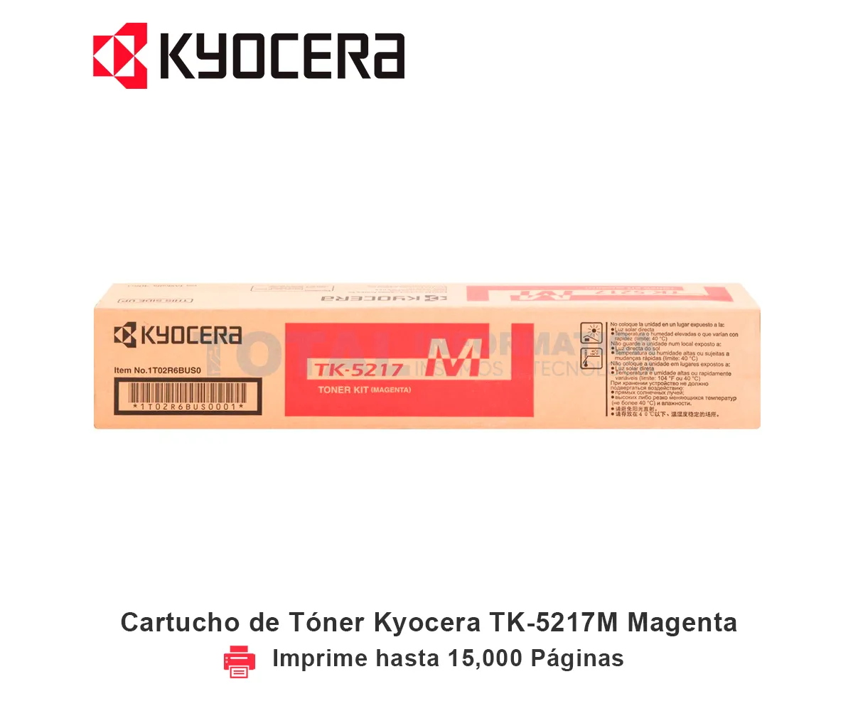TONER KYOCERA TK-5217M MAGENTA, TASKALFA, 15000 PAGINAS - imagen 1