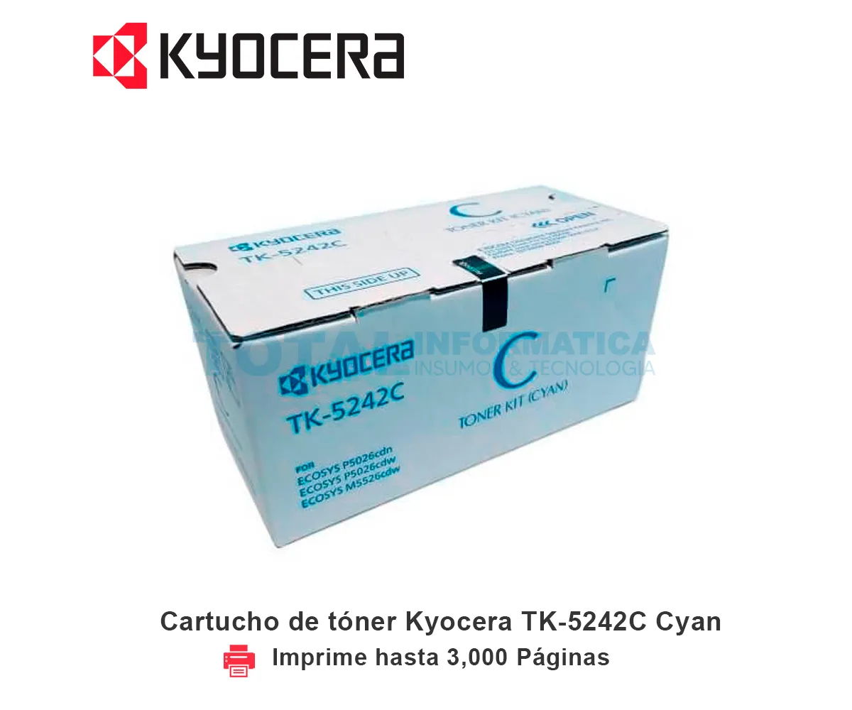 TONER KYOCERA TK-5242C CYAN, ECOSYS, 3000 PAGINAS - imagen 1