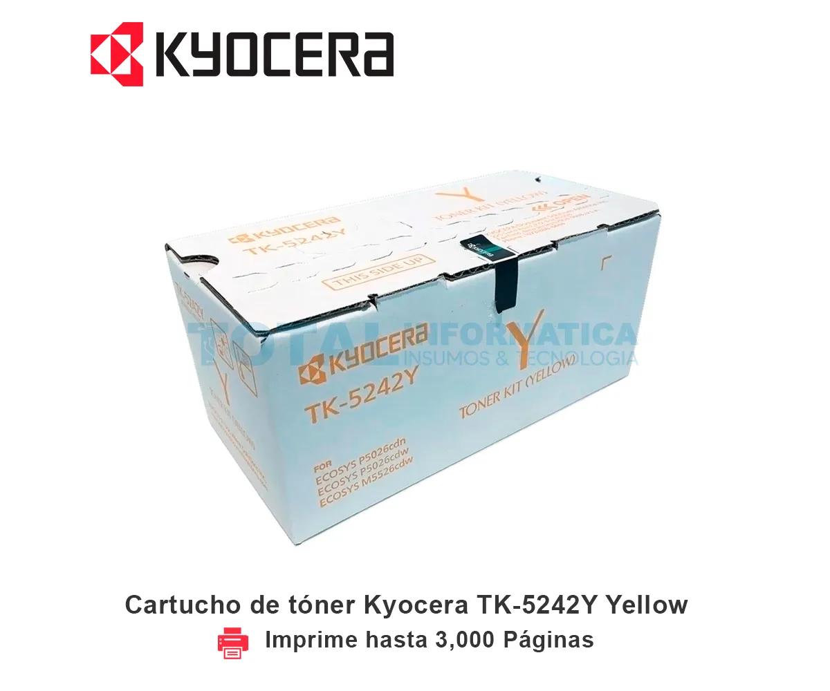 TONER KYOCERA TK-5242Y YELLOW, ECOSYS M5526CDW, 3000 PAGINAS - imagen 1