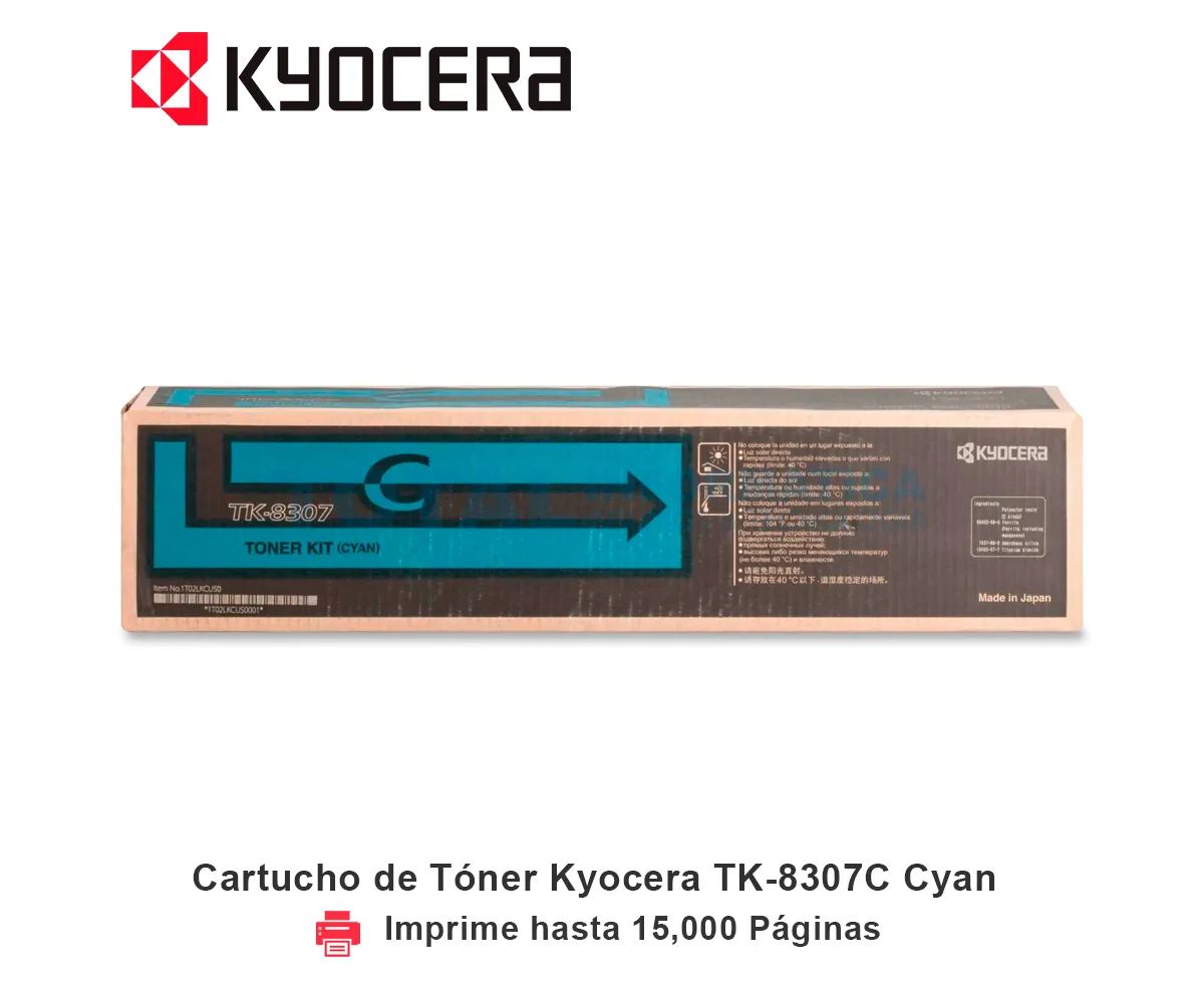 TONER KYOCERA TK-8307C CYAN, TASKALFA, 15000 PAGINAS - imagen 1
