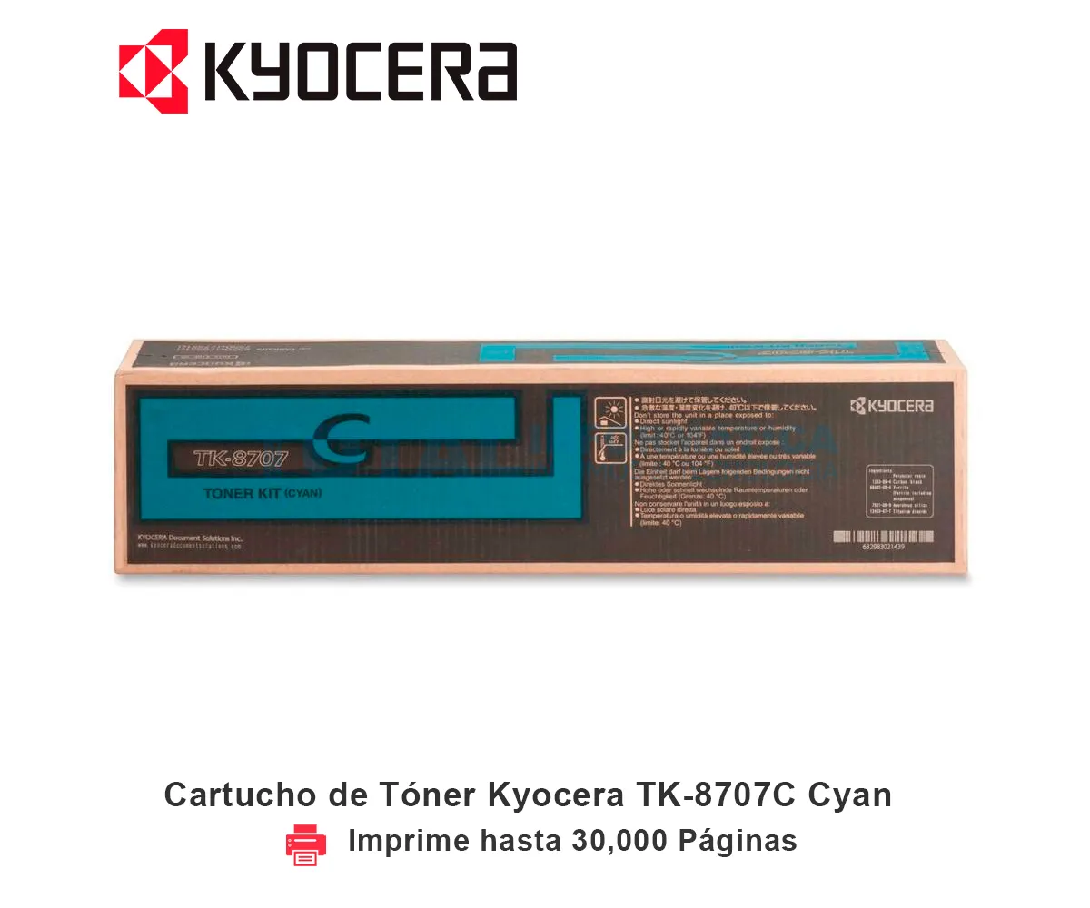TONER KYOCERA TK-8707C CYAN, TASKALFA, 30000 PÁGINAS - imagen 1