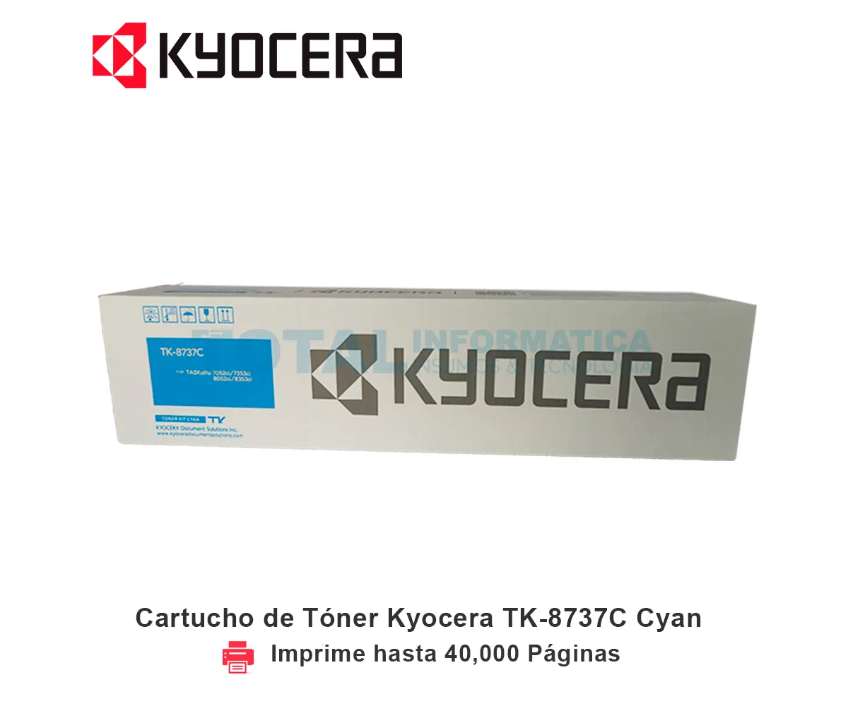 TONER KYOCERA TK-8737C CYAN, TASKALFA, 40000 PÁGINAS - imagen 1