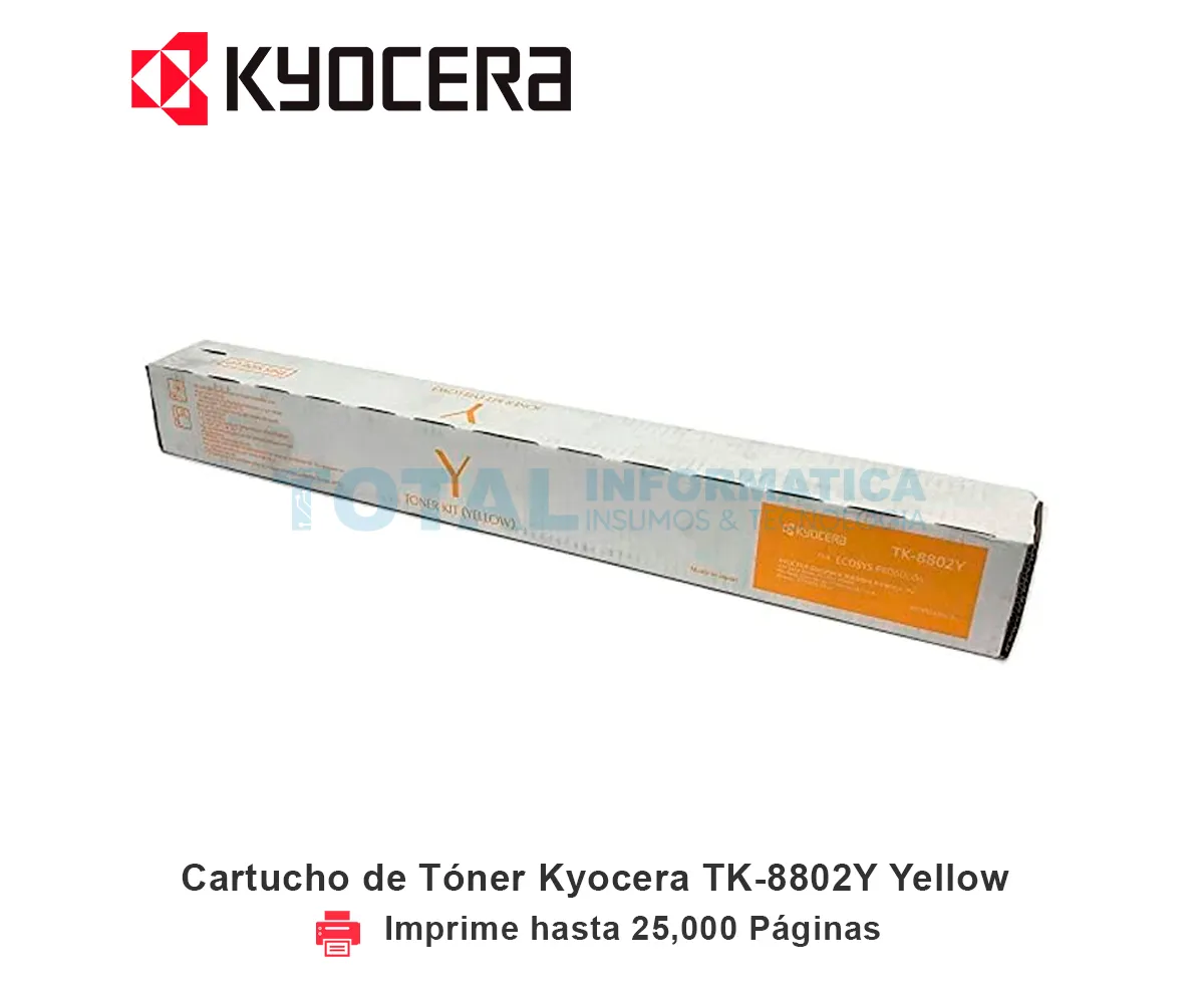 TONER KYOCERA TK-8802Y YELLOW, 25000 PÁGINAS - imagen 1