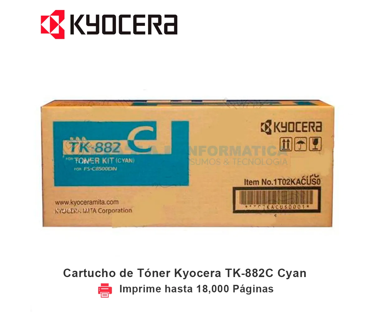 TONER KYOCERA TK-882C CYAN, 18,000 PÁGINAS - imagen 1
