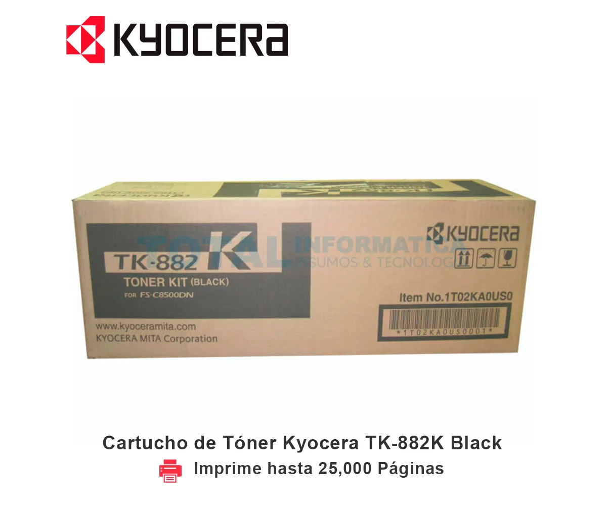 TONER KYOCERA TK-882K BLACK, 25,000 PÁGINAS - imagen 1
