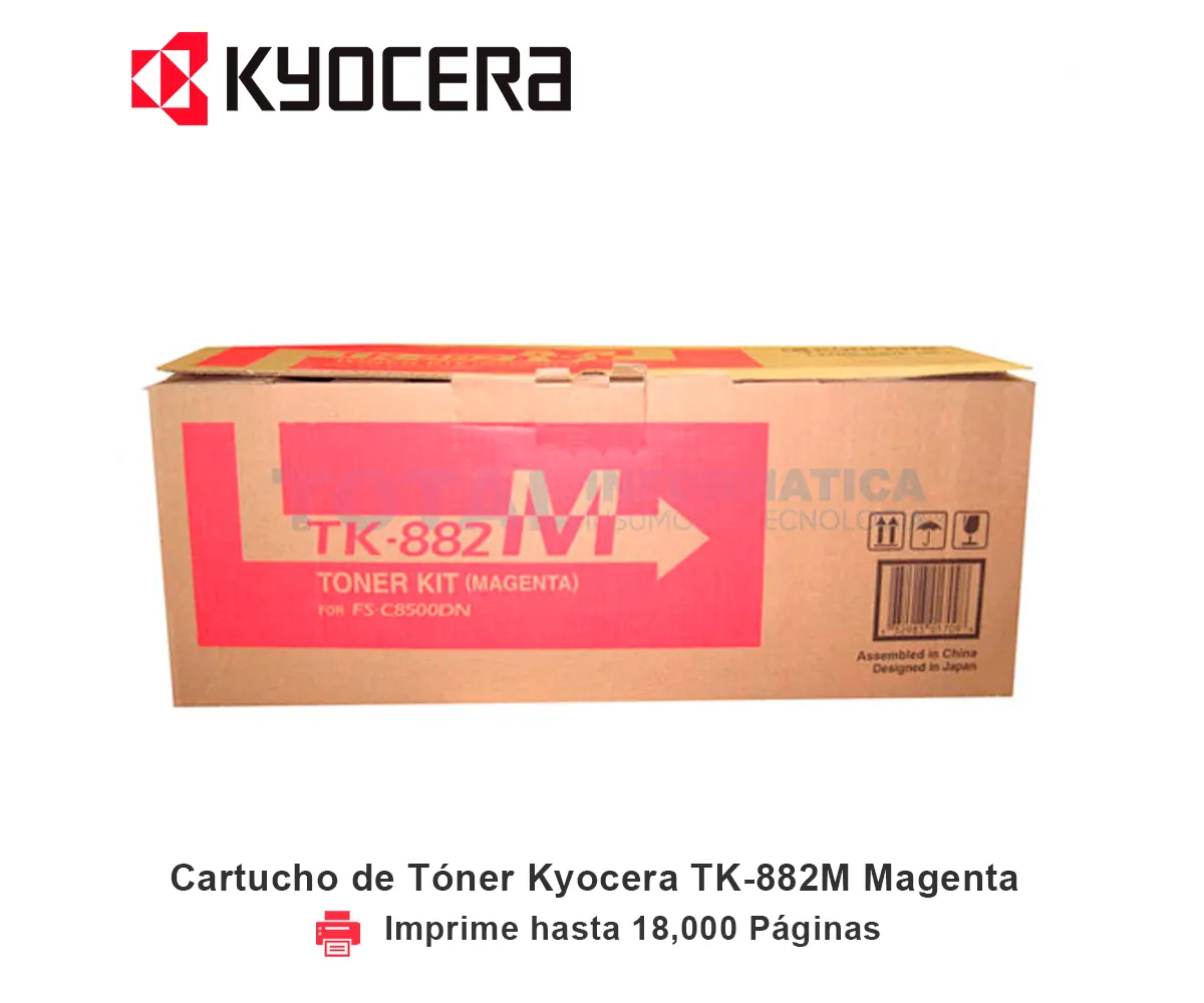 TONER KYOCERA TK-882M MAGENTA, 18,000 PÁGINAS - imagen 1