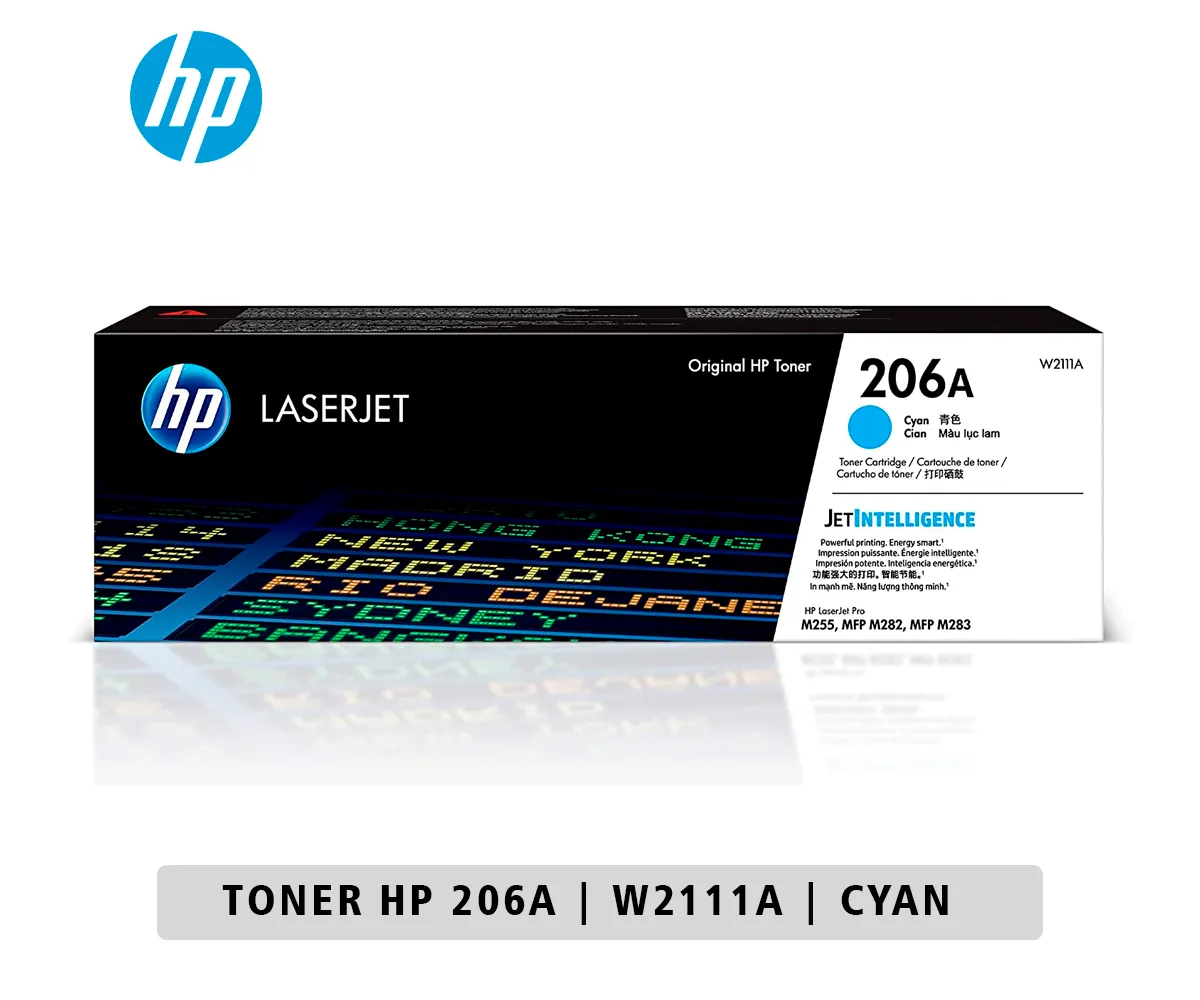 CARTUCHO DE TÓNER HP ORIGINAL LASERJET 206A, CYAN 1,250 páginas (W2111A) - imagen 1