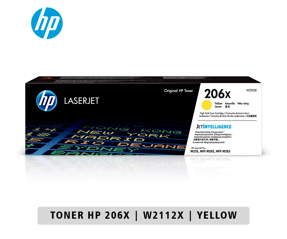 CARTUCHO DE TÓNER HP ORIGINAL LASERJET 206X, YELLOW 2,450 Páginas (W2112X) - imagen 1