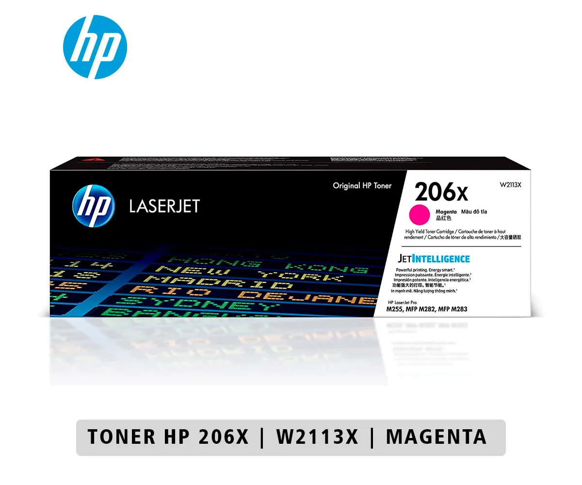 CARTUCHO DE TÓNER HP ORIGINAL LASERJET 206X, MAGENTA 2,450 Páginas (W2113X) - imagen 1