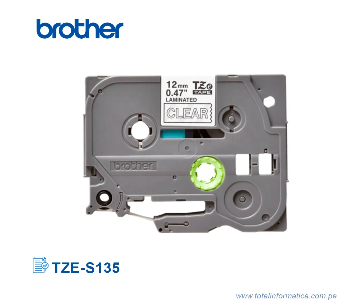 CINTA BROTHER TZE-S135 12MM WHITE ON CLEAR INDUSTRIAL - imagen 1