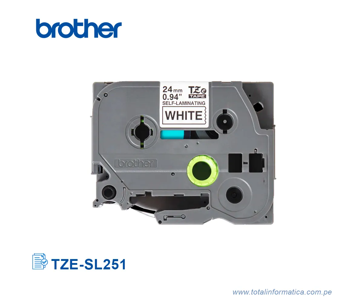 CINTA BROTHER TZESL251/TZE-SL251 24 MM X 8 CINTA AUTOLAMINADA BLACK ON WHITE   - imagen 1