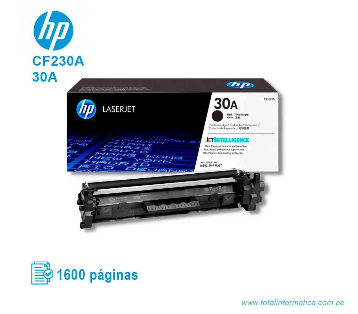 TONER HP 30A BLACK ( CF230A ) LASERJET PRO M203DW, 1.6K PGS - imagen 2