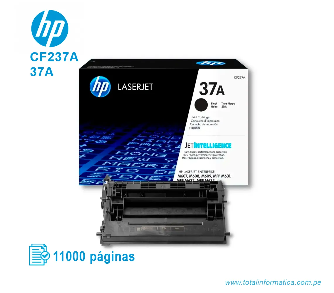 TONER HP 37A BLACK ( CF237A ) LASERJET MFP M631, 11K PGS - imagen 2