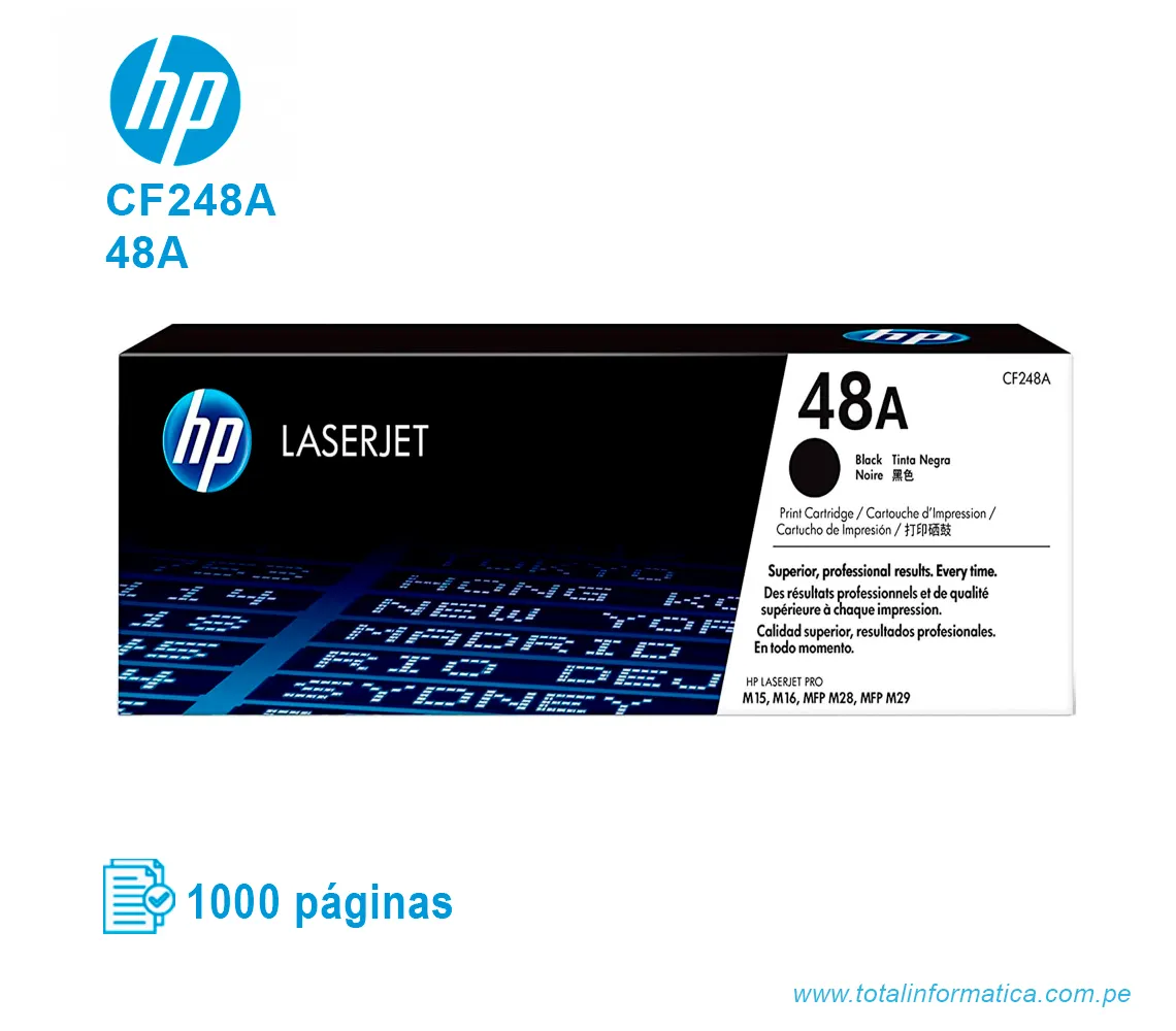 TONER HP 48A BLACK ( CF248A ) LASERJET M203DW, 1K PGS - imagen 1