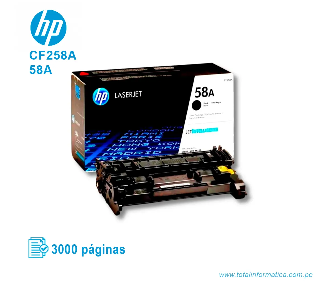 TONER HP 58A BLACK ( CF258A ) LASERJET M404, 3K PGS - imagen 2