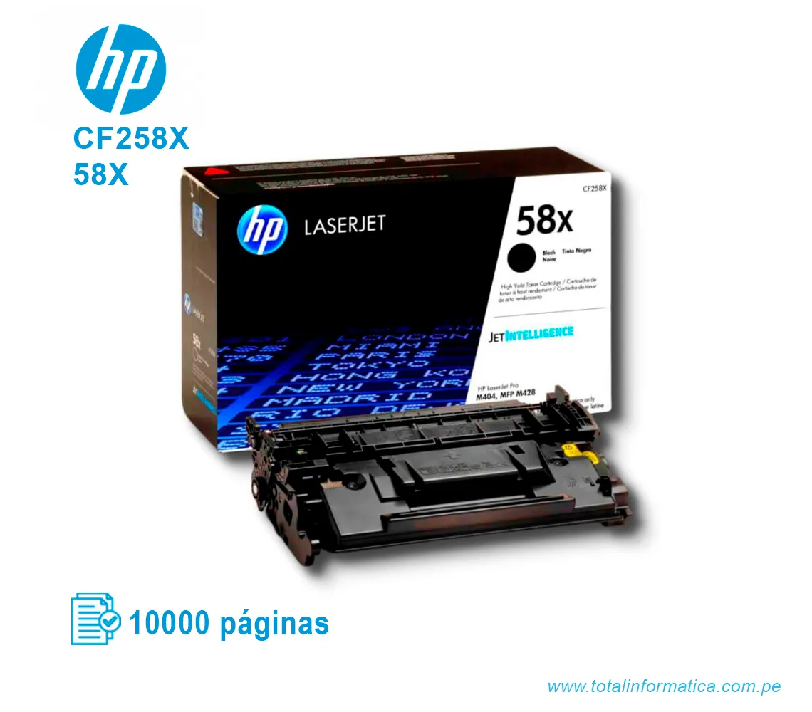TONER HP 58X BLACK ( CF258X ) LASERJET M404, 10K PGS - imagen 2