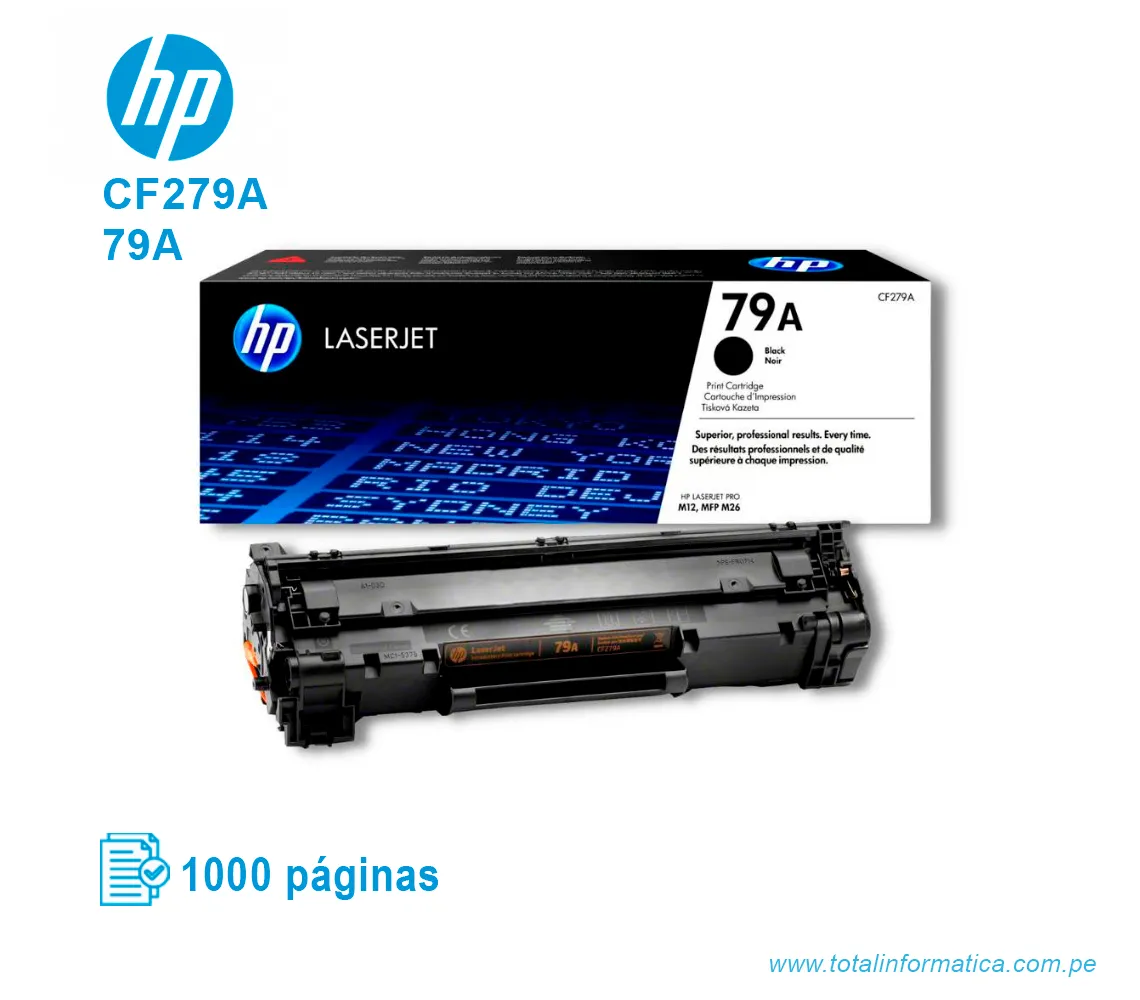 TONER HP 79A BLACK ( CF279A ) LASERJET M12W, 1K PGS - imagen 2