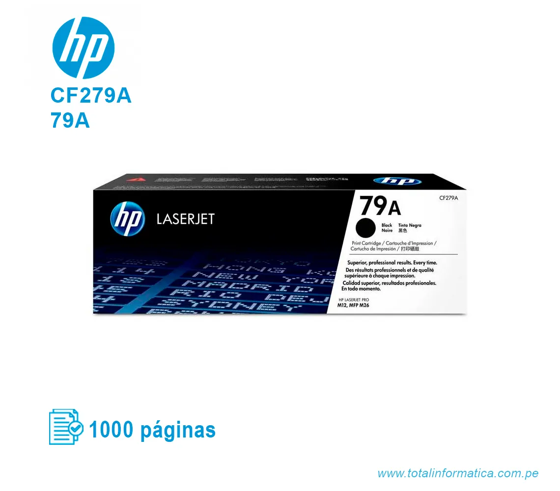 TONER HP 79A BLACK ( CF279A ) LASERJET M12W, 1K PGS - imagen 1