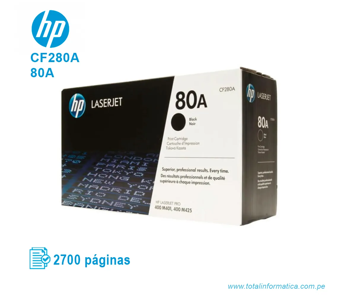TONER HP 80X BLACK ( CF280X ) LASERJET M401, 6900 PGS - imagen 1
