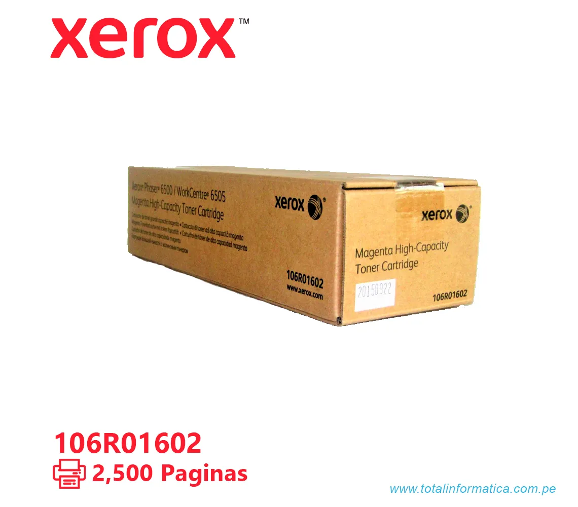 TONER XEROX ( 106R01602 ) PHASER 6500, 6505 MAGENTA, 2500 PÁG - imagen 2