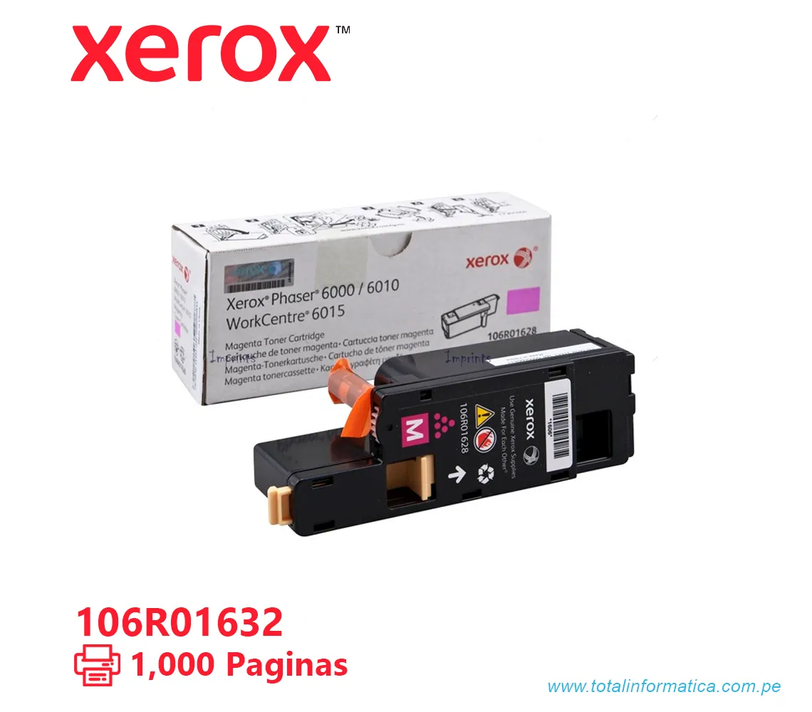 TONER XEROX ( 106R01632 ) PHASER 6000, 6015 MAGENTA 1000 PÁG - imagen 2