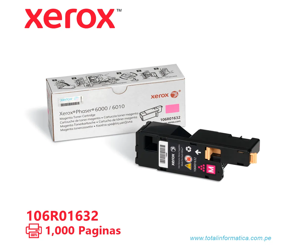 TONER XEROX ( 106R01632 ) PHASER 6000, 6015 MAGENTA 1000 PÁG - imagen 1