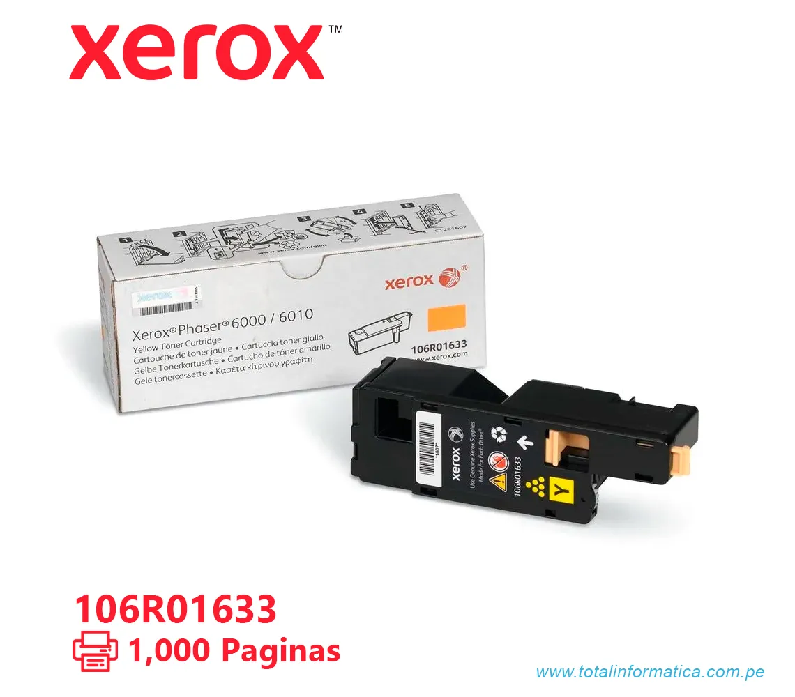 TONER XEROX ( 106R01633 ) PHASER 6000, 6015 YELLOW 1000 PÁG - imagen 1