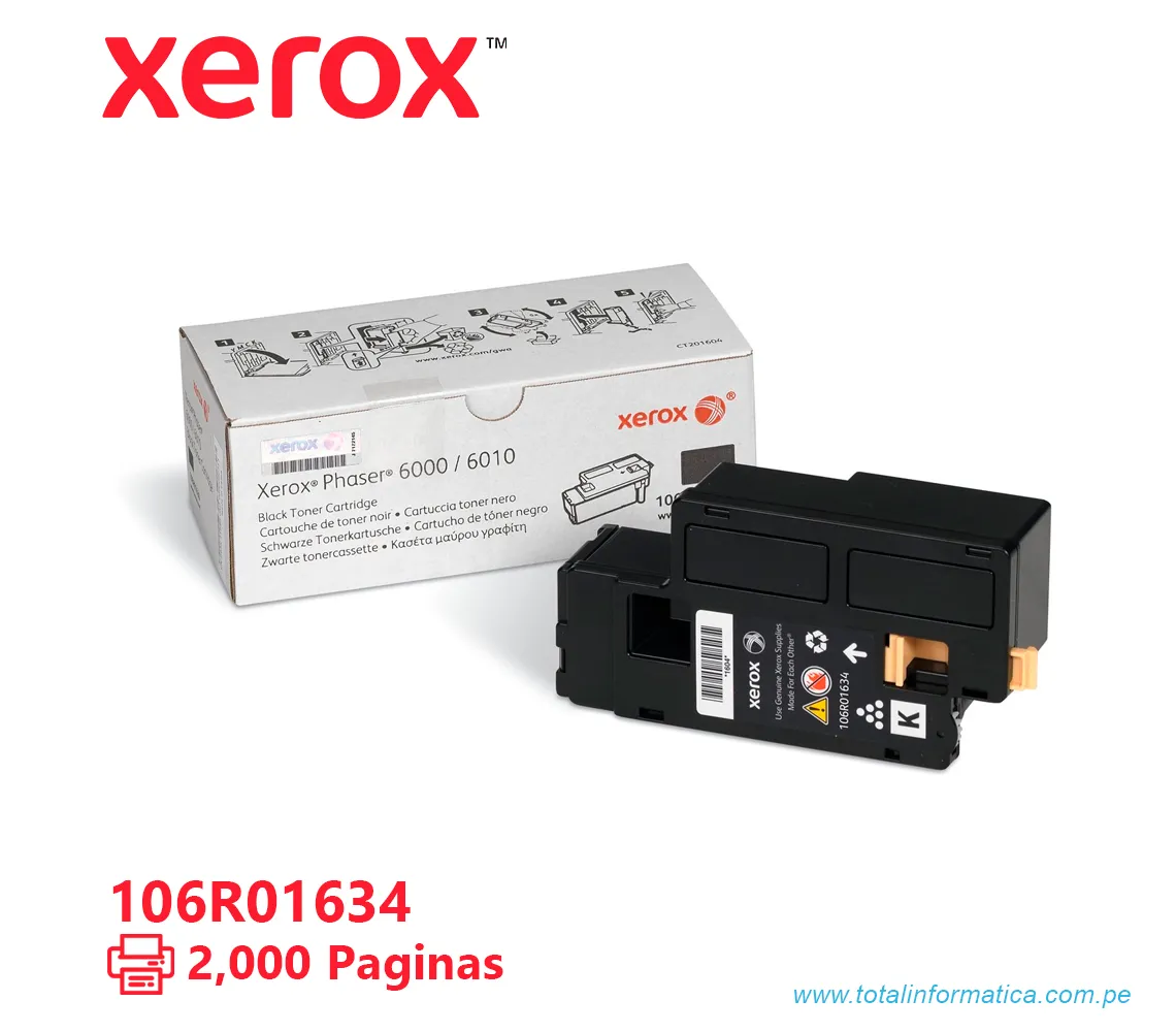 TONER XEROX ( 106R01634 ) PHASER 6000, 6015 NEGRO 2000 PÁG - imagen 1