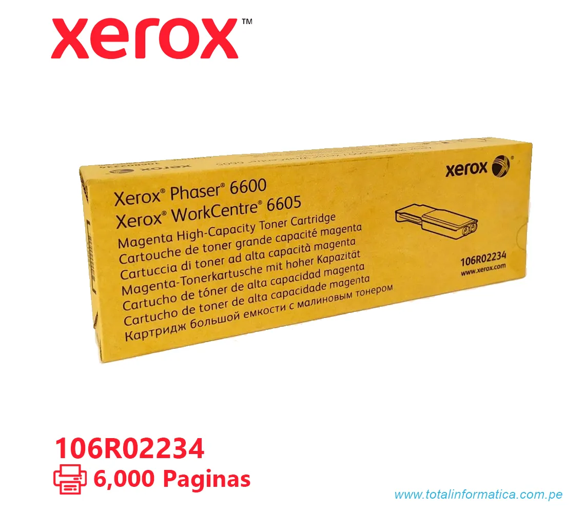 TONER XEROX ( 106R02234 ) PHASER 6600, 6605 MAGENTA 6000 PÁG - imagen 2
