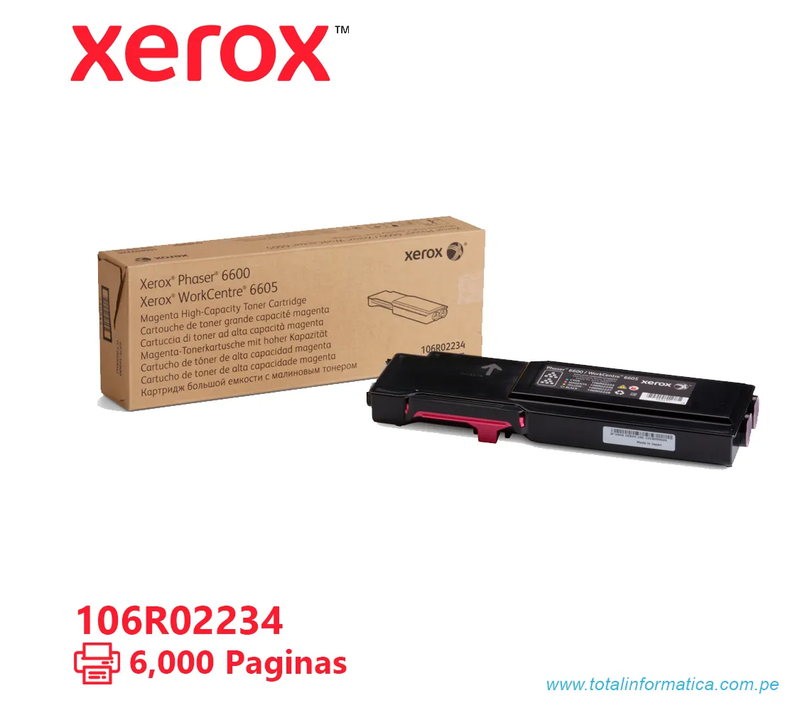 TONER XEROX ( 106R02234 ) PHASER 6600, 6605 MAGENTA 6000 PÁG - imagen 1