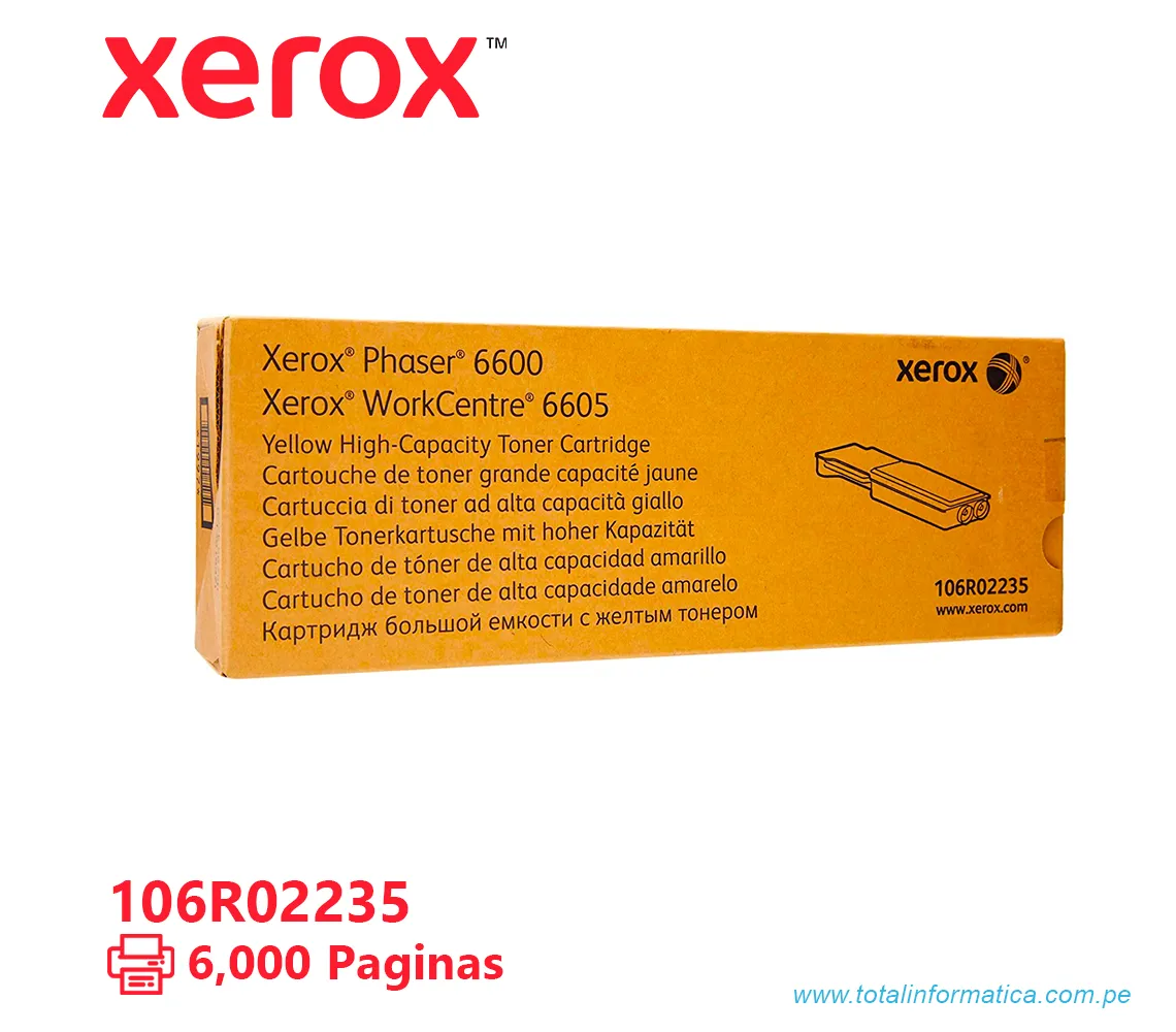TONER XEROX ( 106R02235 ) PHASER 6600, 6605 YELLOW 6000 PÁG - imagen 2