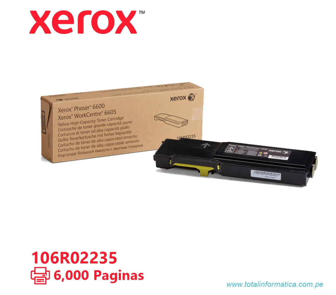 TONER XEROX ( 106R02235 ) PHASER 6600, 6605 YELLOW 6000 PÁG - imagen 1