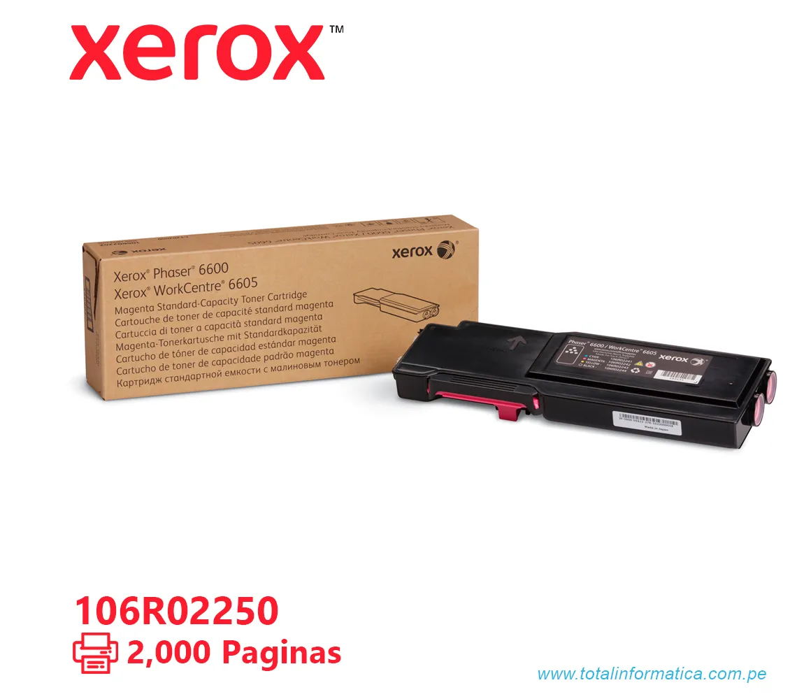 TONER XEROX ( 106R02250 ) PHASER 6600, 6605 MAGENTA, 2000 PÁG - imagen 1