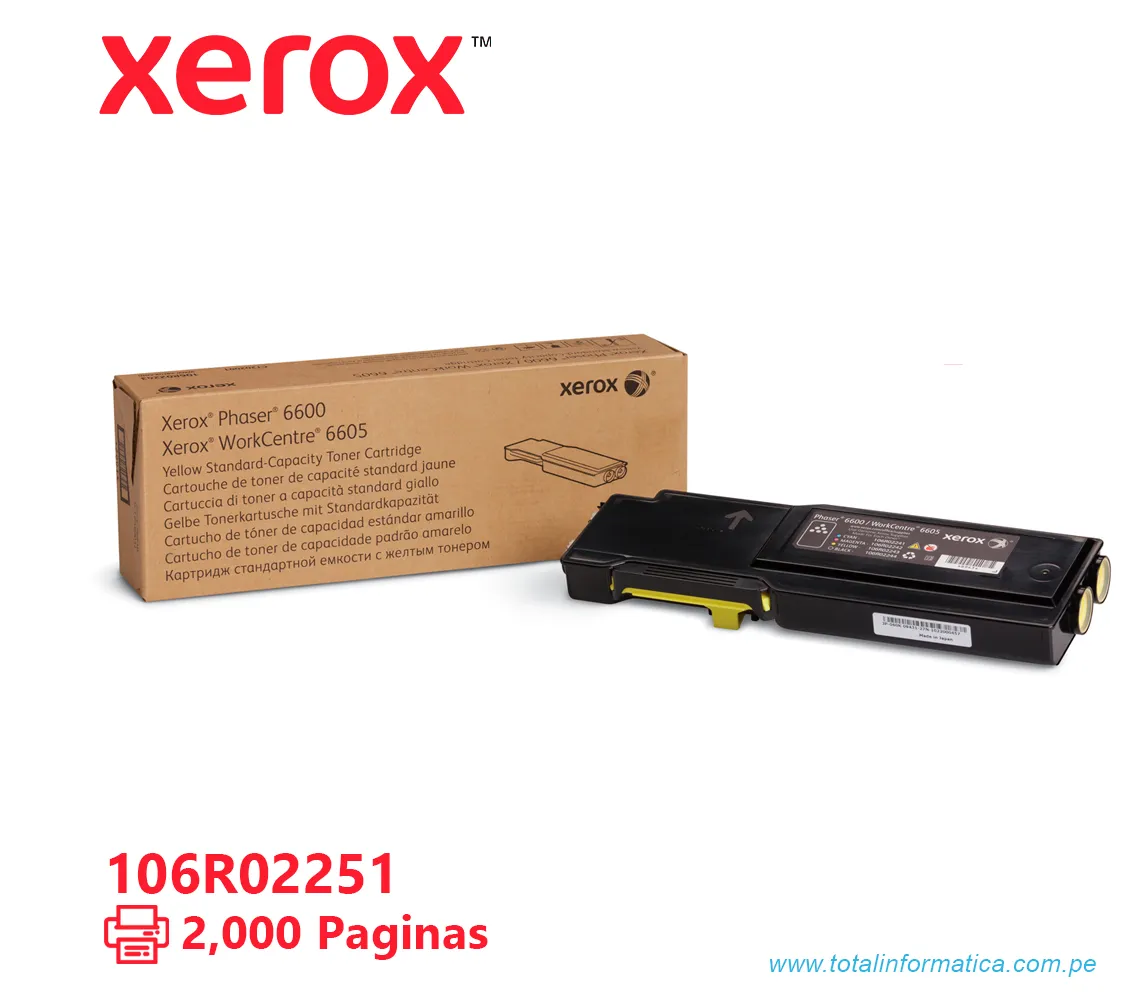 TONER XEROX ( 106R02251 ) PHASER 6600, 6605 YELLOW, 2000 PÁG - imagen 1