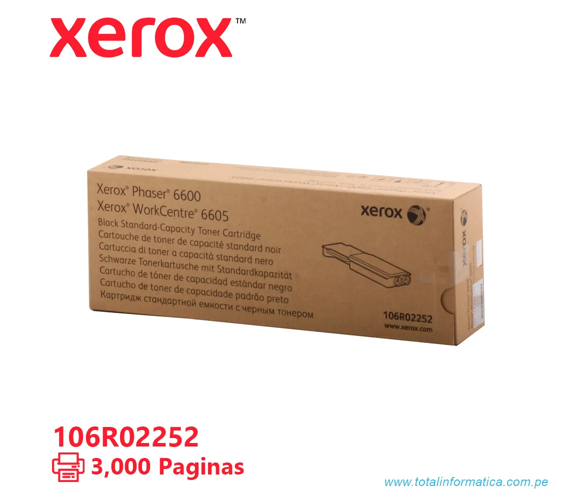 TONER XEROX ( 106R02252 ) PHASER 6600, 6605 NEGRO, 3000 PÁG - imagen 2