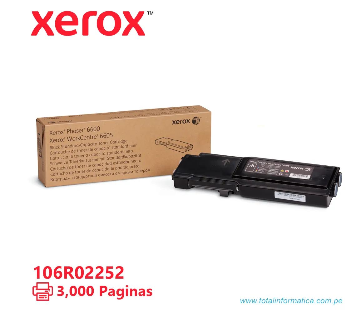 TONER XEROX ( 106R02252 ) PHASER 6600, 6605 NEGRO, 3000 PÁG - imagen 1