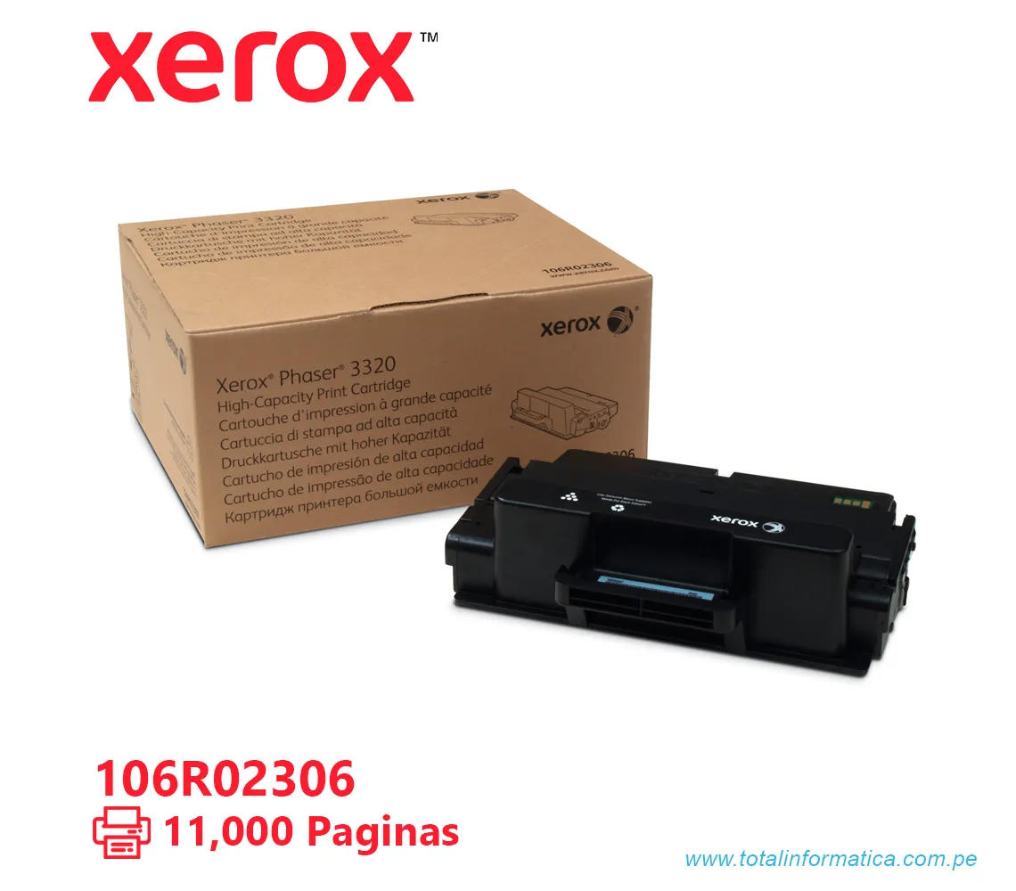 TONER XEROX ( 106R02306 ) PHASER 3320 BLACK, 11K PÁG - imagen 1