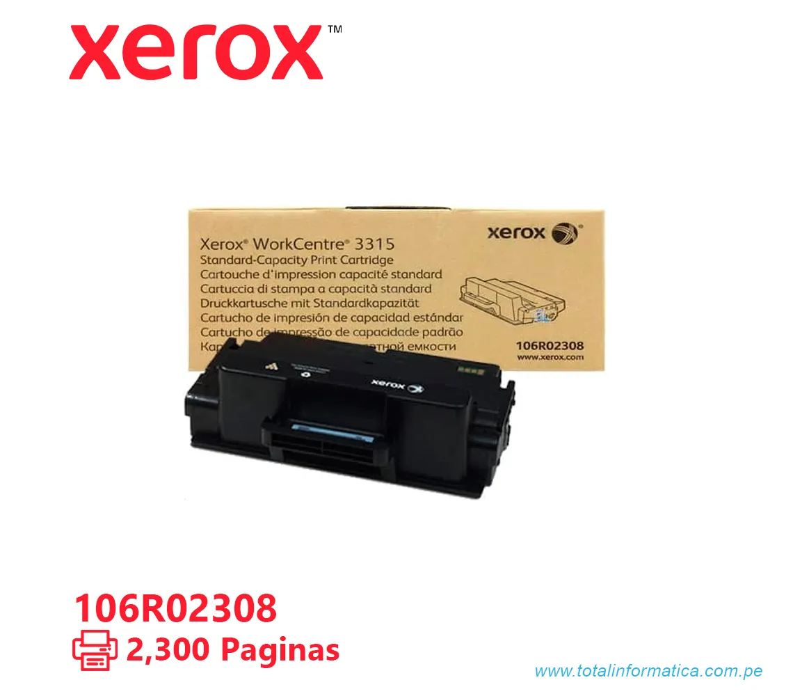 TONER XEROX ( 106R02308 ) WORKCENTRE 3315 BLACK, 2300 PÁG - imagen 1