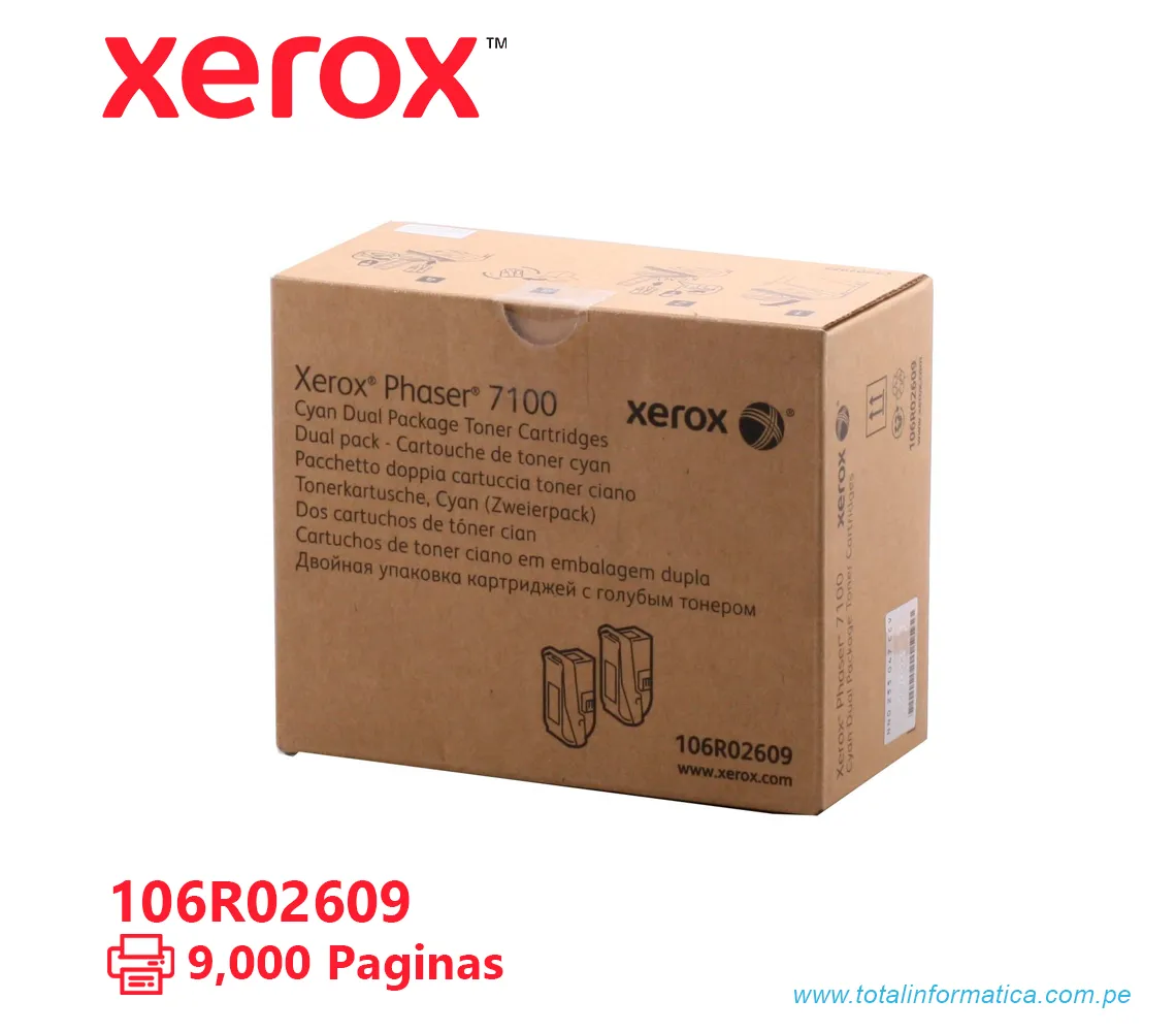 TONER XEROX ( 106R02609 ) DUAL PACK, PHASER 7100 CYAN, 9000 PÁG - imagen 2