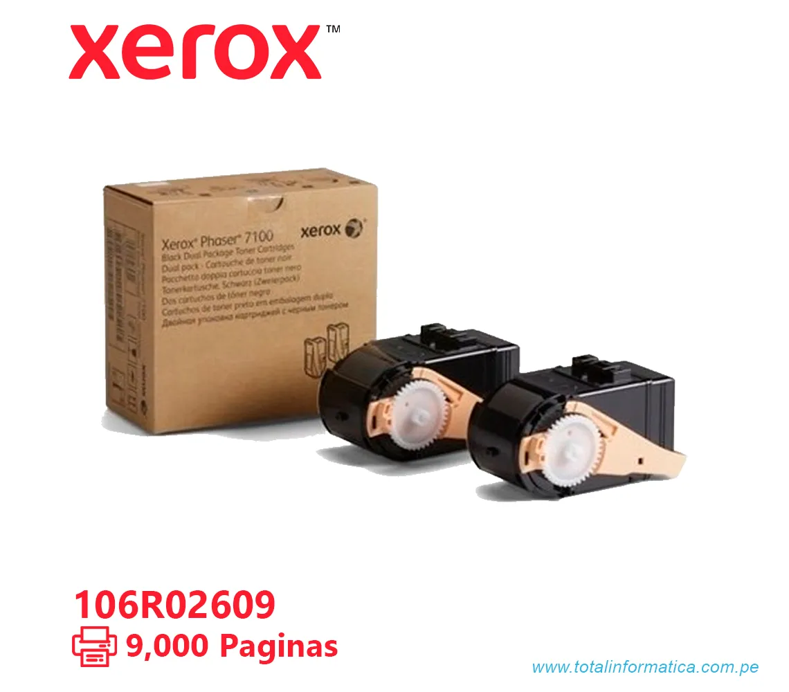 TONER XEROX ( 106R02609 ) DUAL PACK, PHASER 7100 CYAN, 9000 PÁG - imagen 1