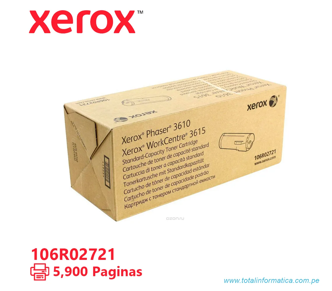 TONER XEROX ( 106R02721 ) PHASER 3610, 3615 BLACK, 5900 PAG - imagen 2
