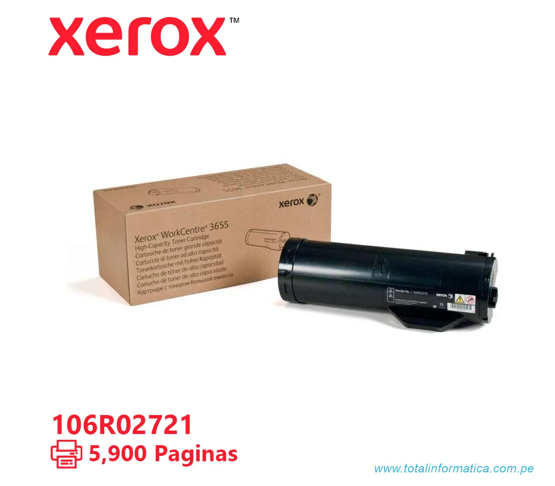 TONER XEROX ( 106R02721 ) PHASER 3610, 3615 BLACK, 5900 PAG - imagen 1