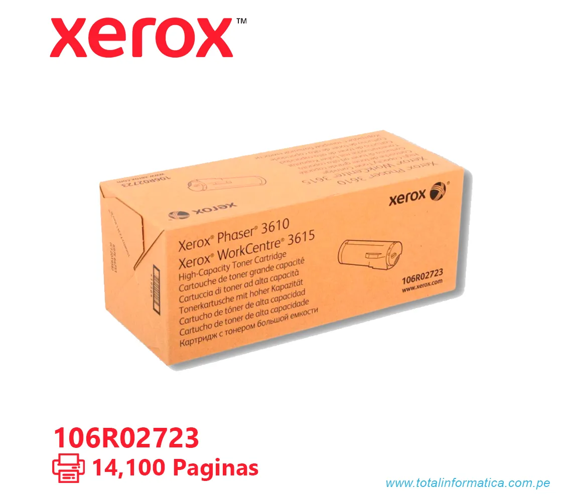 TONER XEROX ( 106R02723 ) PHASER 3610, 3615 BLACK, 14,100 PAG - imagen 2