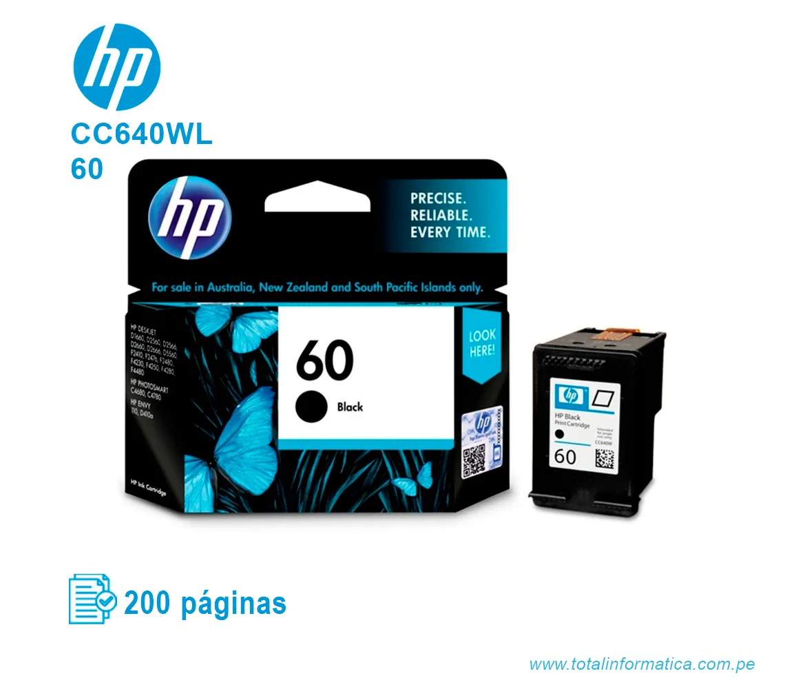 TINTA HP 60 NEGRO ( CC640WL ) DESKJET D1660, 200 PAG - imagen 2
