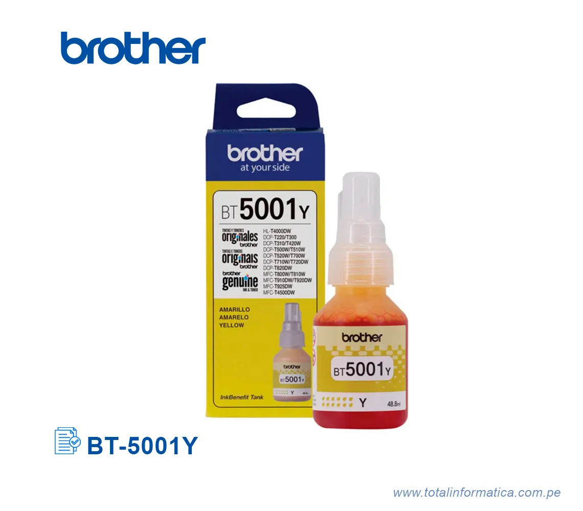 TINTA BROTHER BT-5001Y YELLOW DCP-T300W, 5K PG - imagen 2