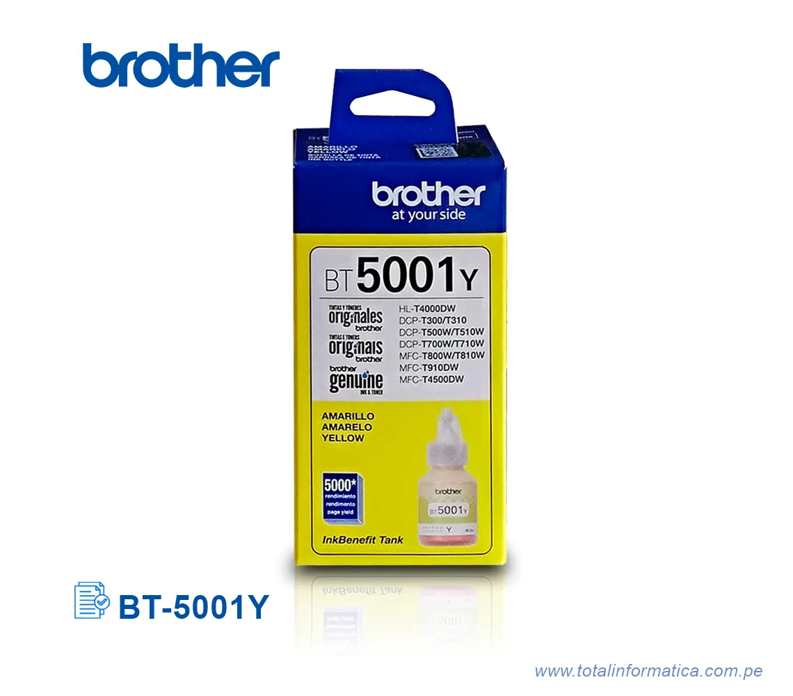 TINTA BROTHER BT-5001Y YELLOW DCP-T300W, 5K PG - imagen 1