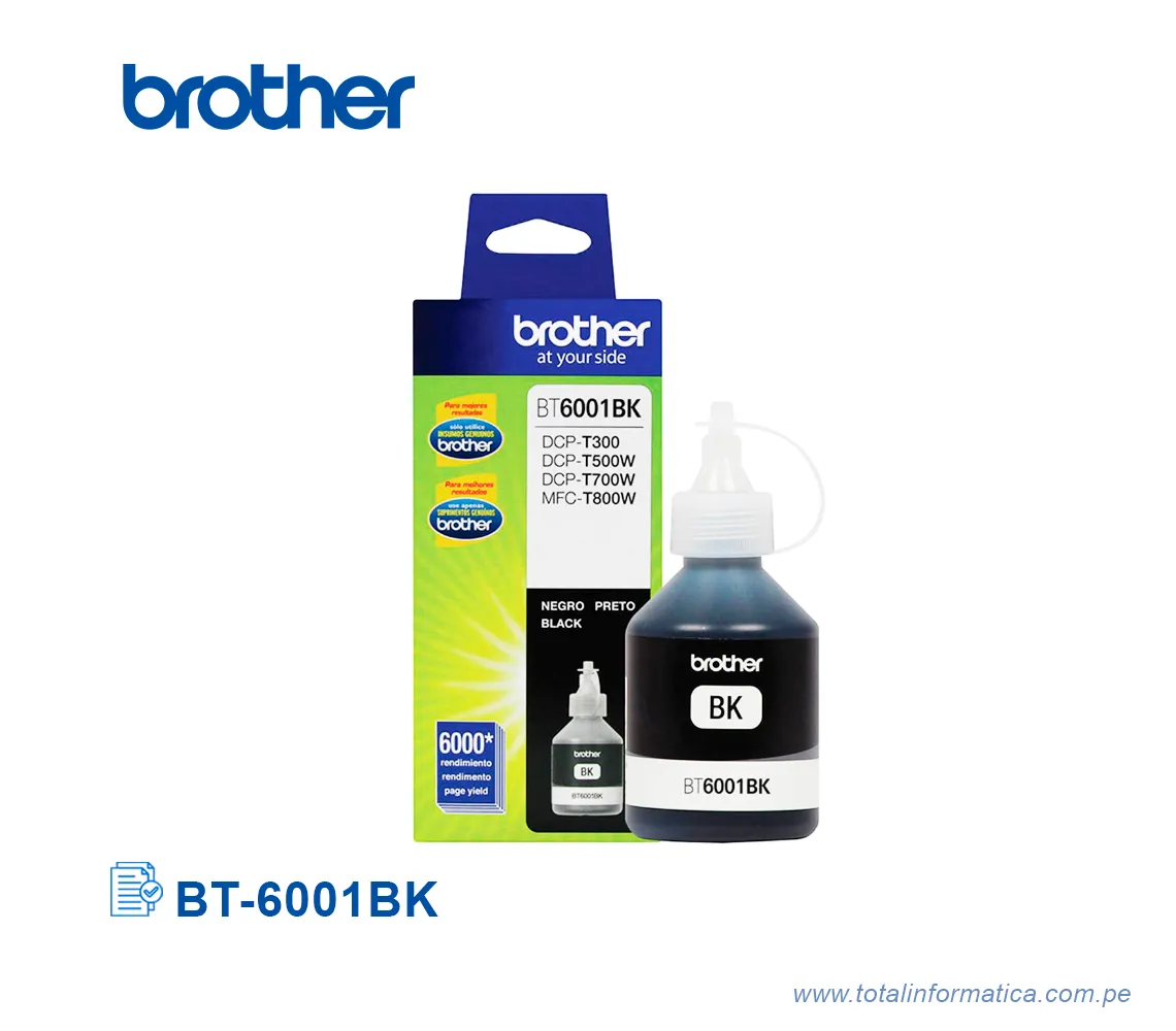TINTA BROTHER BT-6001BK BLACK DCP-T300W, 6K PG - imagen 2